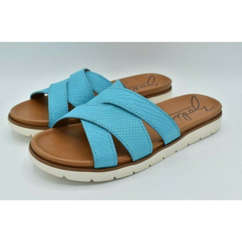 Zodiac Womens Size 9.5 M Naila Neon Azure Blue LE Slip On Sandals Shoes
